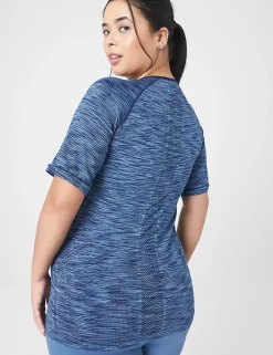 Livi Active Tops^Lane Bryant Livi Seamless Fitted Spacedye Top Maritime Blue