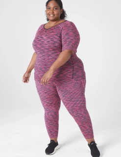 Livi Active Tops^Lane Bryant Livi Seamless Fitted Spacedye Top Pink Yarrow