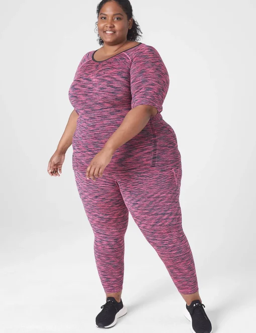 Livi Active Tops^Lane Bryant Livi Seamless Fitted Spacedye Top Pink Yarrow