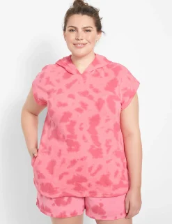 Livi Active Tops^Lane Bryant Livi Short-Sleeve Hoodie - Tie-Dye Pink Flame