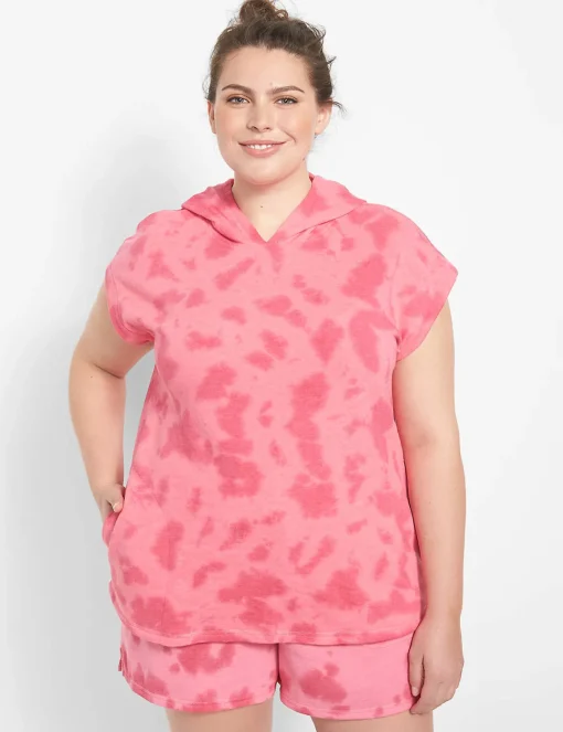 Livi Active Tops^Lane Bryant Livi Short-Sleeve Hoodie - Tie-Dye Pink Flame