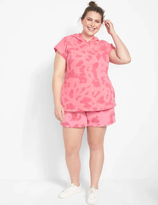 Livi Active Tops^Lane Bryant Livi Short-Sleeve Hoodie - Tie-Dye Pink Flame
