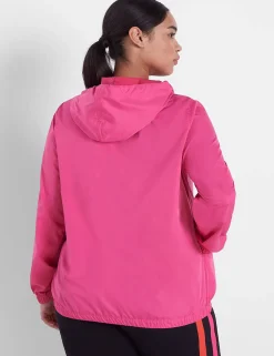 Jackets^Lane Bryant Livi Snap-Front Woven Windbreaker Pullover Fuchsia Pink