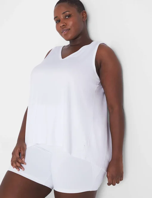 Livi Active Tops^Lane Bryant Livi Soft Back-Detail Recycled Tank White