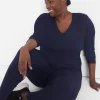 Livi Active Tops^Lane Bryant Livi Soft Crop Ruched-Side Top Maritime Blue