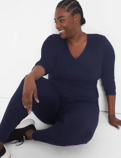 Livi Active Tops^Lane Bryant Livi Soft Crop Ruched-Side Top Maritime Blue