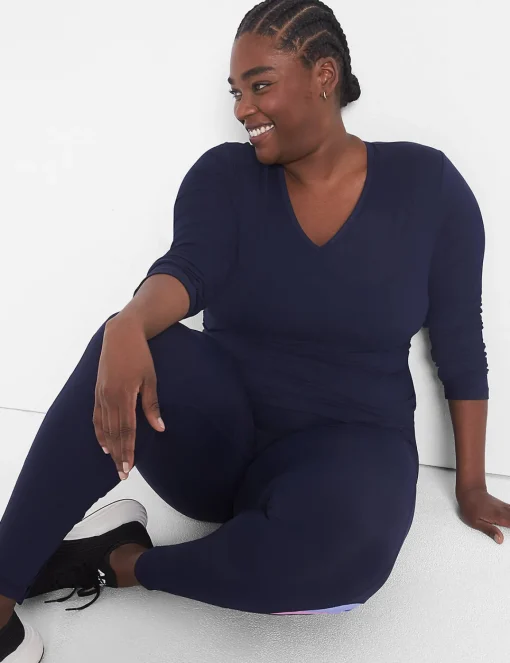 Livi Active Tops^Lane Bryant Livi Soft Crop Ruched-Side Top Maritime Blue