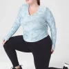 Livi Active Tops^Lane Bryant Livi Soft Crop Ruched-Side Top Blue Tie Dye