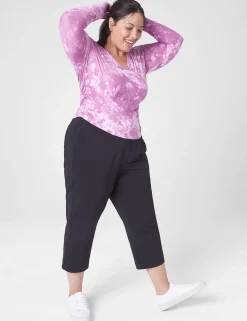 Livi Active Tops^Lane Bryant Livi Soft Crop Ruched-Side Top Purple Tie Dye