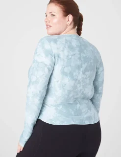 Livi Active Tops^Lane Bryant Livi Soft Crop Ruched-Side Top Blue Tie Dye
