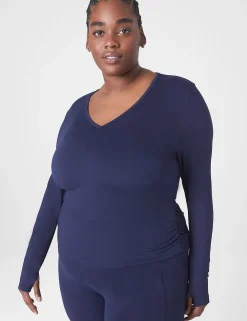 Livi Active Tops^Lane Bryant Livi Soft Crop Ruched-Side Top Maritime Blue