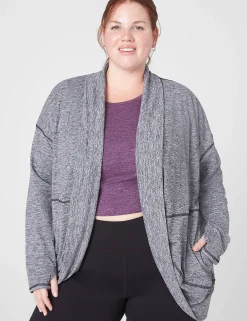Livi Active Tops^Lane Bryant Livi Soft Marl Cocoon Overpiece Black