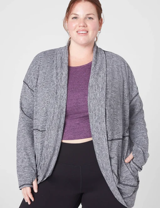Livi Active Tops^Lane Bryant Livi Soft Marl Cocoon Overpiece Black