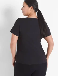 Livi Active Tops^Lane Bryant Livi Soft Recycled V-Neck Fitted Tee Black