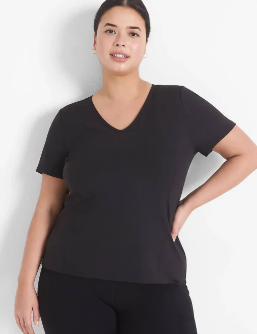 Livi Active Tops^Lane Bryant Livi Soft Recycled V-Neck Fitted Tee Black