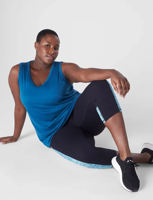 Livi Active Tops^Lane Bryant Livi Soft V-Neck Cutout-Back Tank Ink Blue