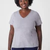 Livi Active Tops^Lane Bryant Livi Soft V-Neck Marl Tee Silver Filigree