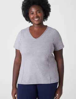 Livi Active Tops^Lane Bryant Livi Soft V-Neck Marl Tee Silver Filigree