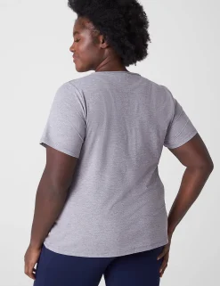 Livi Active Tops^Lane Bryant Livi Soft V-Neck Marl Tee Silver Filigree