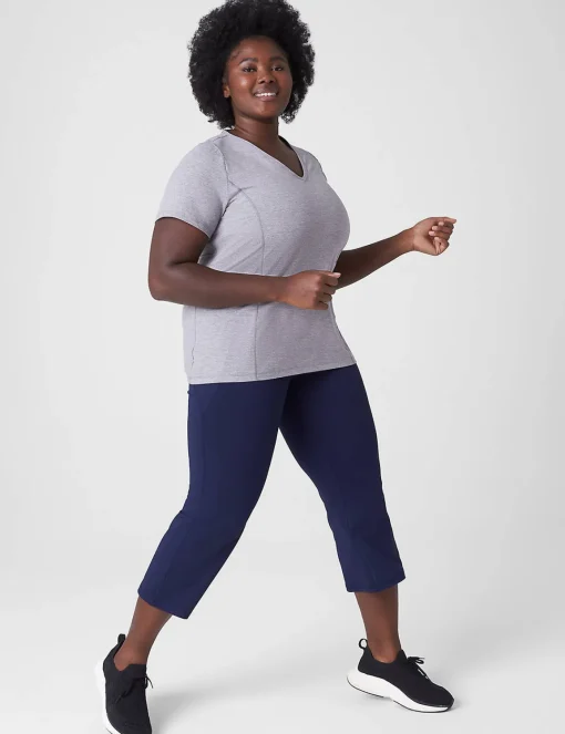 Livi Active Tops^Lane Bryant Livi Soft V-Neck Marl Tee Silver Filigree