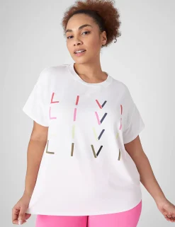 Livi Active Tops^Lane Bryant Livi Soft V-Neck Recycled Tee White
