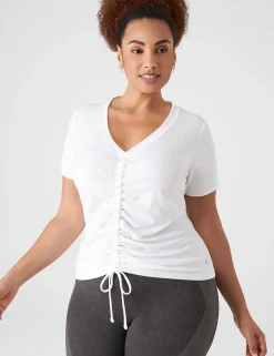 Livi Active Tops^Lane Bryant Livi V-Neck Ruched-Front Top White