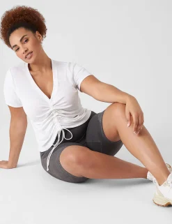 Livi Active Tops^Lane Bryant Livi V-Neck Ruched-Front Top White