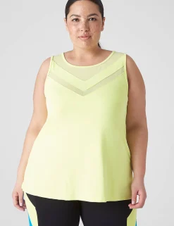 Livi Active Tops^Lane Bryant Livi Wicking Mesh-Yoke Tank Sunny Lime