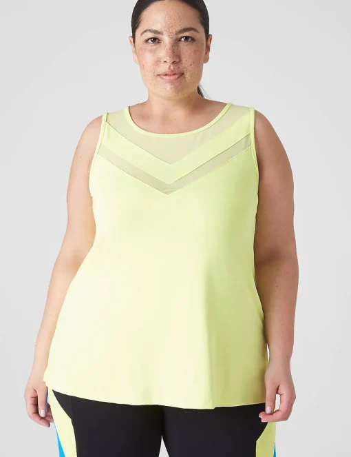 Livi Active Tops^Lane Bryant Livi Wicking Mesh-Yoke Tank Sunny Lime