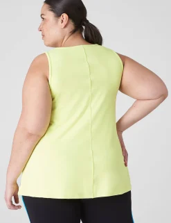 Livi Active Tops^Lane Bryant Livi Wicking Mesh-Yoke Tank Sunny Lime