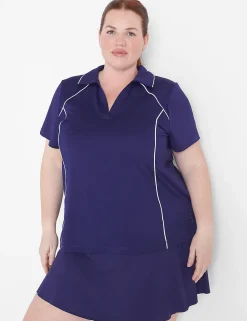 Livi Active Tops^Lane Bryant Livi Wicking Performance Polo Shirt Navy