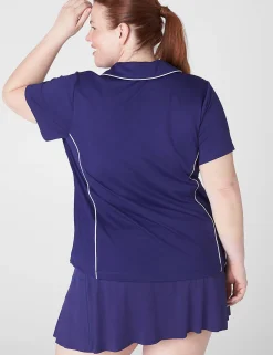 Livi Active Tops^Lane Bryant Livi Wicking Performance Polo Shirt Navy