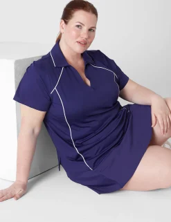 Livi Active Tops^Lane Bryant Livi Wicking Performance Polo Shirt Navy