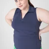 Livi Active Tops^Lane Bryant Livi Wicking Sleeveless Performance Polo Blue Nights