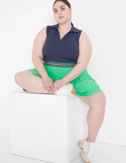 Livi Active Tops^Lane Bryant Livi Wicking Sleeveless Performance Polo Blue Nights