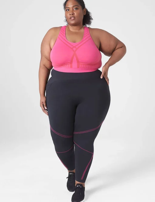 Sports Bras^Lane Bryant Livi Wireless Medium-Impact Seamless Sports Bra With Wicking Pink Yarrow