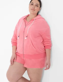 Livi Active Tops^Lane Bryant Livi Zip-Front Towel Terry Hoodie Honeysuckle