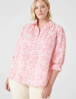Shirts & Blouses^Lane Bryant Long-Sleeve Button Popover Top Floral