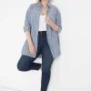 Shirts & Blouses^Lane Bryant Long-Sleeve Collared Button-Down Tunic Multi Blue Stripe
