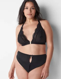 Sexy Panties^Lane Bryant Mesh Split Gusset Thong Black