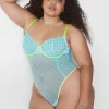 Bodysuits & Playsuits^Lane Bryant Mesh Unlined Balconette Bodysuit Blue Glow