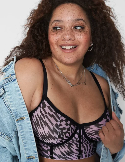 Sexy Bras^Lane Bryant Mesh Unlined Demi Longline Bra Zale Geo