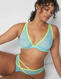 Sexy Bras^Lane Bryant Mesh Unlined High Apex Bra Blue Glow