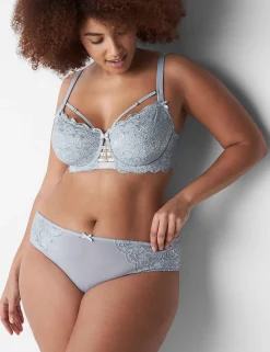 Sexy Panties^Lane Bryant Metallic Lace-Back Cheeky Panty Gray Dawn