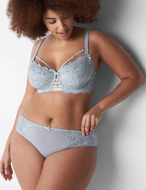 Sexy Panties^Lane Bryant Metallic Lace-Back Cheeky Panty Gray Dawn