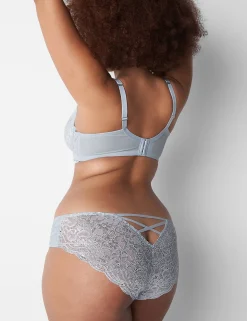 Sexy Panties^Lane Bryant Metallic Lace-Back Cheeky Panty Gray Dawn