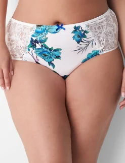 Sexy Panties^Lane Bryant Mid-Waist Cheeky Panty - Lace & Strappy Back Peony Floral