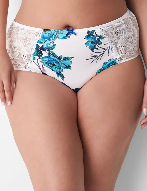 Sexy Panties^Lane Bryant Mid-Waist Cheeky Panty - Lace & Strappy Back Peony Floral