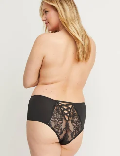 Sexy Panties^Lane Bryant Mid-Waist Strappy-Back Cheeky Panty Black