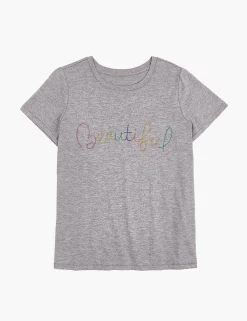 Knit Tops^Lane Bryant Modern Beautiful Embroidered Graphic Tee Medium Heather Grey